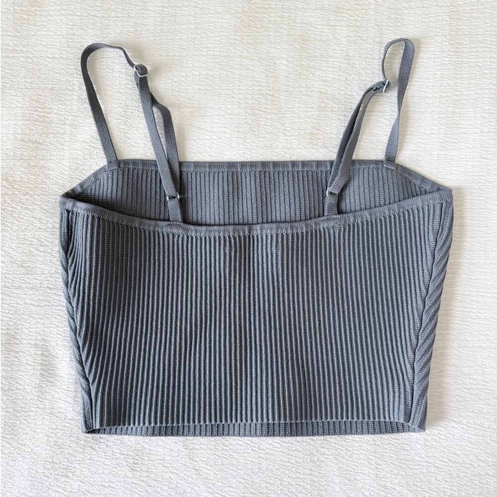 Aritzia Babaton Sculpt Knit Cami Cropped Tank Blue XS NWOT Ribbed Square Neck - Picture 2 of 4